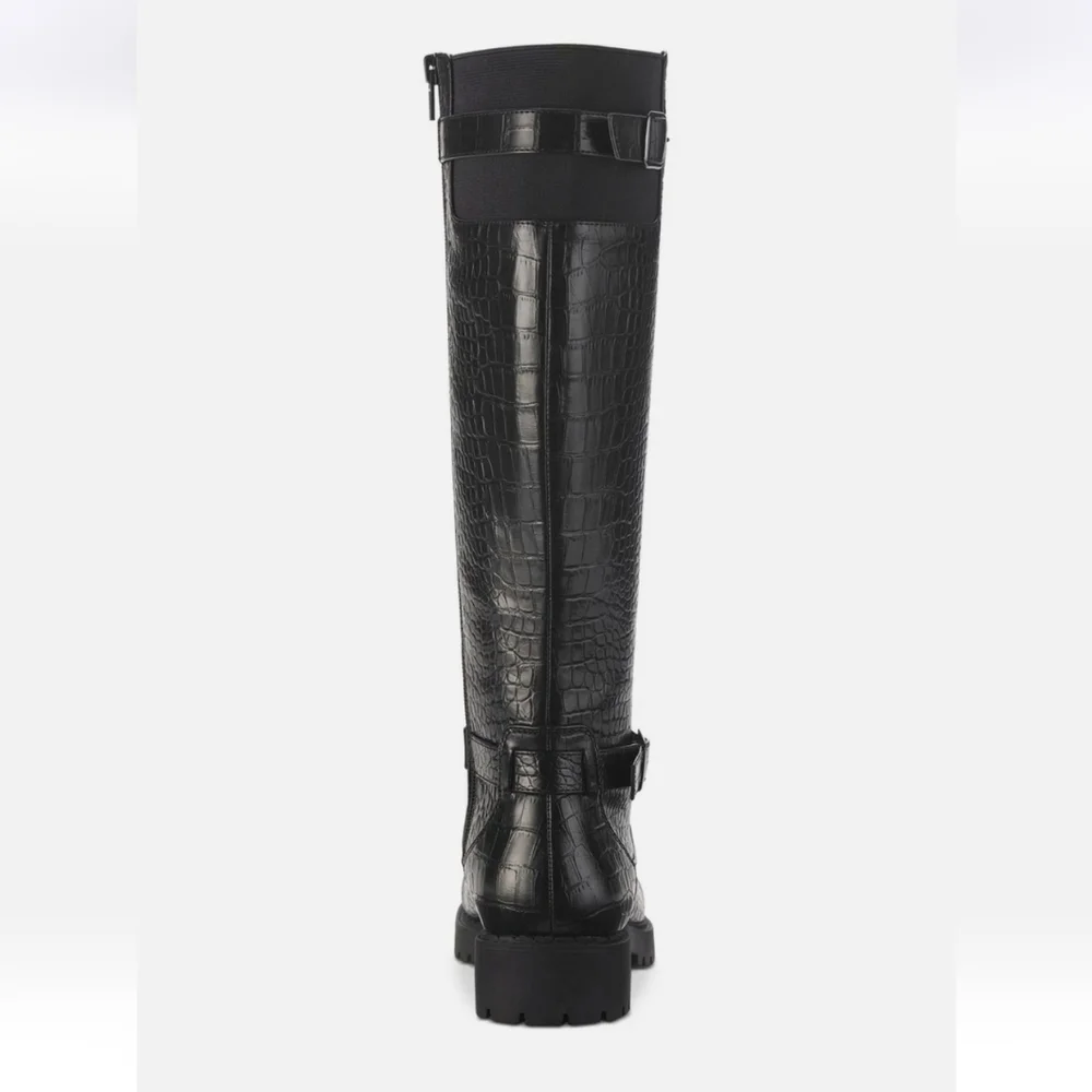 Style & Co Black Over the Knee Boots with Buckle Detail